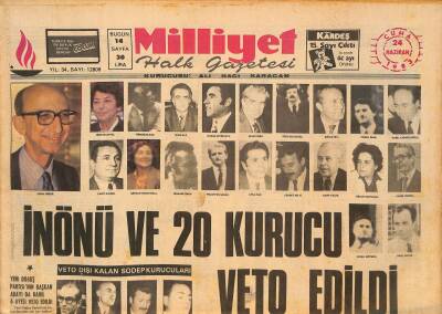 Milliyet Halk Gazetesi 24 Haziran 1983 - İnönü Ve 20 Korucu Veto Edildi - Tifo Olayı Nedeniyle Kampanya Başlatıldı GZ126568 - 1