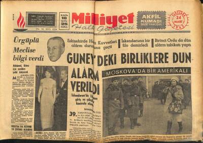 Milliyet Halk Gazetesi 24 Mart 1965 - Güneydeki Birliklere Dün Alârm Verildi GZ121355 - 1