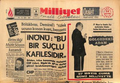 Milliyet Halk Gazetesi 24 Mayıs 1966 - İngilterede Olağanüstü Hal İlan Edildi - Konya Valisinin Kızı Taksimde Oyuncak Tabanca İle Vuruldu GZ92740 - 1