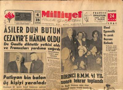 Milliyet Halk Gazetesi 24 Nisan 1961 - Birinci B.M.M. 41 Yıl Sonra Tekrar Toplandı GZ92698 - 1