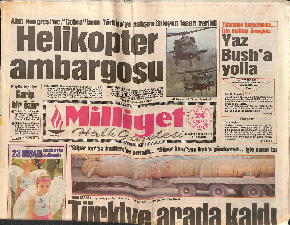 Milliyet Halk Gazetesi 24 Nisan 1990 - İstanbul'a Karadeniz'den Su - Galatasaray Barut Gibi GZ157868 - 1