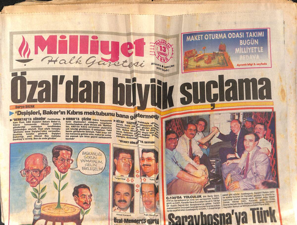 Milliyet Halk Gazetesi 24 Nisan 1994 - Özal'dan Büyük Suçlama - İşte Milan Mucizesi GZ152877 - 1
