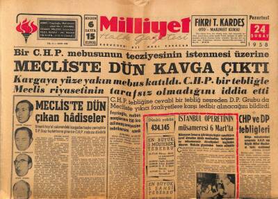 Milliyet Halk Gazetesi 24 Şubat 1958 - İstanbul Operetinin Müsameresi 6 Martta GZ88767 - 1