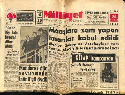 Milliyet Halk Gazetesi 24 Şubat 1961 - Dün On Kişi Daha Nezaret Altına Alındı GZ76161 - 1