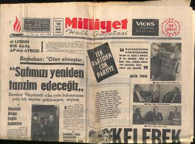 Milliyet Halk Gazetesi 24 Şubat 1970 - Ay Toprağında Marul Yetiştirildi - Sunay Savcılar Kanununu Veto Etti GZ118256 - 1