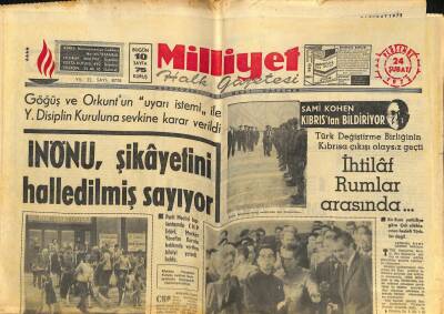 Milliyet Halk Gazetesi 24 Şubat 1972 - İhtilaf Rumlar Arasında GZ79294 - 1