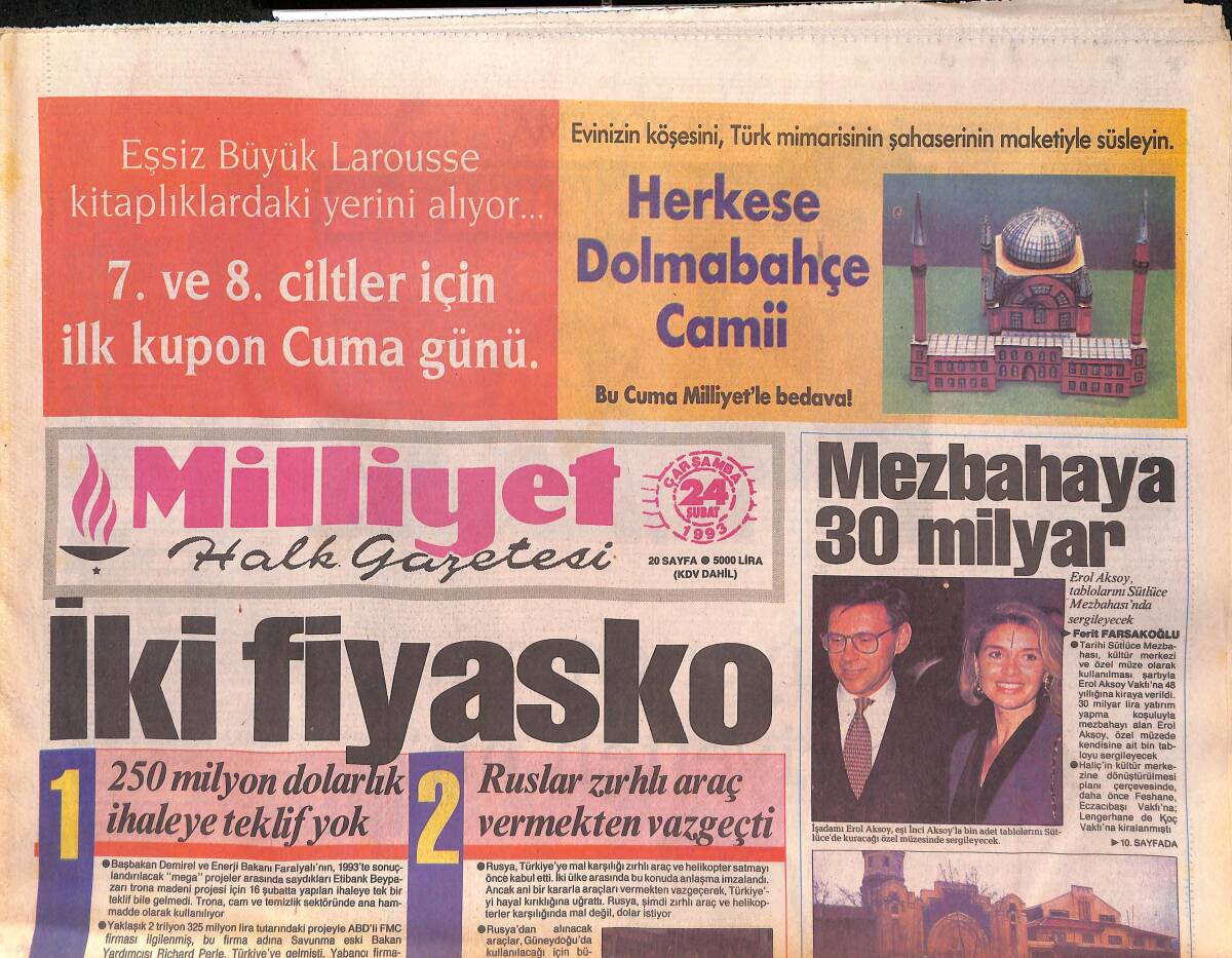 Milliyet Halk Gazetesi 24 Şubat 1993 - İlaçta Patent Kavgası - Ruslar Zırhlı Araç Vermekten Vazgeçti GZ132577 - 1