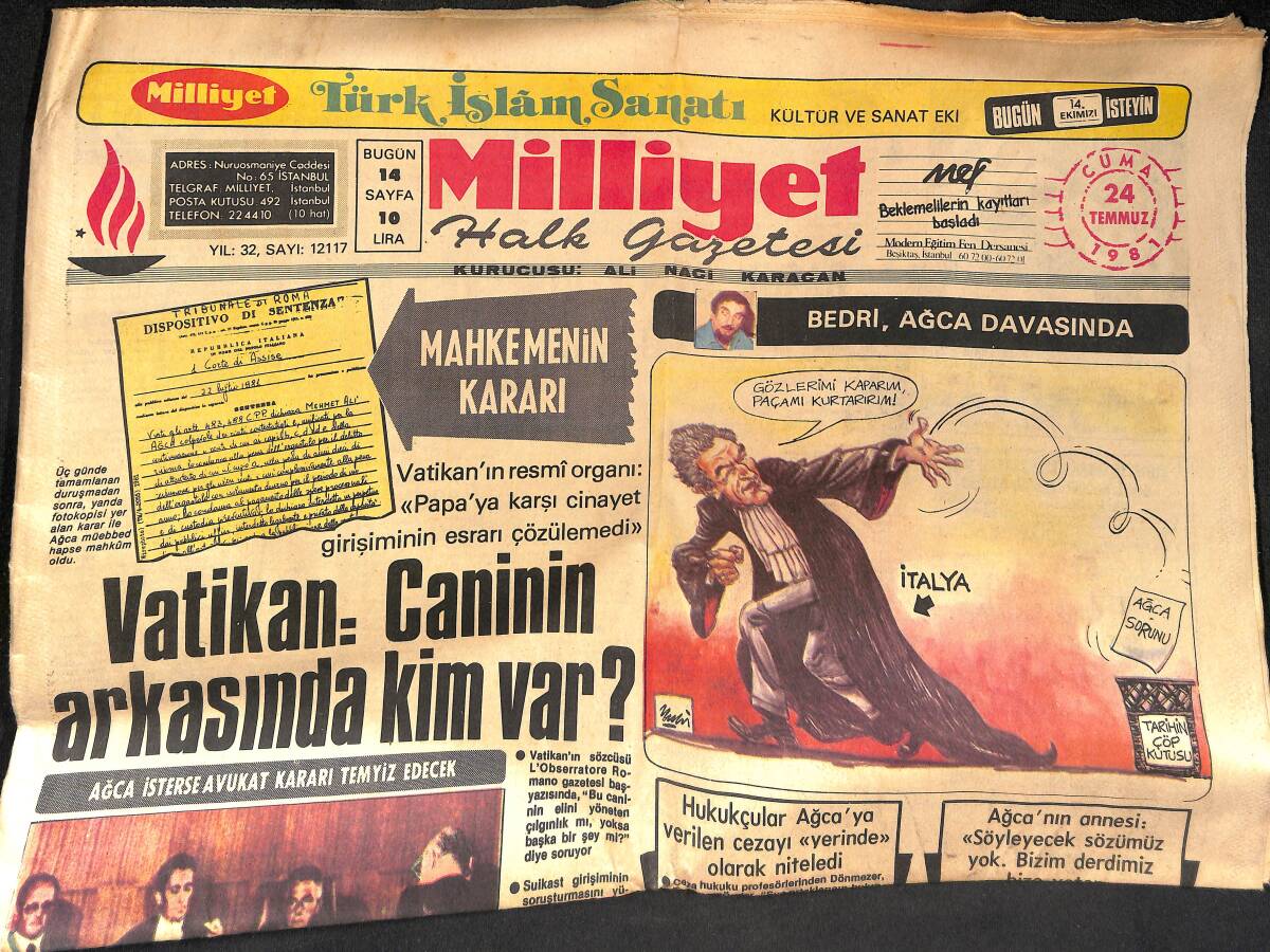 Milliyet Halk Gazetesi 24 Temmuz 1981 - 5 Günde Kapıkule'den 100 Bin İşçi Girdi - Bedri , Ağca Davasında GZ134511 - 1