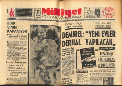 Milliyet Halk Gazetesi 25 Ağustos 1966 - Irak Sınırı Kapanıyor - Eczacıbaşı İlaç Fabrikası 20 Bin TL Verdi GZ121513 - 1