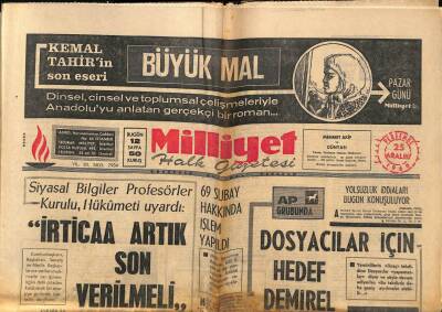 Milliyet Halk Gazetesi 25 Aralık 1969 - Kılıçoğlu Biz Söylediğimiz Şeye Sahibiz demişti GZ92720 - 1