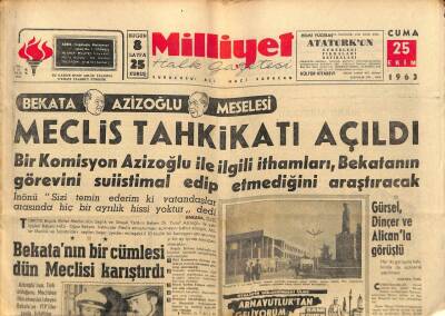 Milliyet Halk Gazetesi 25 Ekim 1963 - Tuslog Komutanı Amerikalıları İkaz Etti GZ91665 - 1
