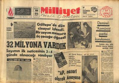 Milliyet Halk Gazetesi 25 Ekim 1965 - Demirel Komünist Partisi Kurulamaz GZ91585 - 1