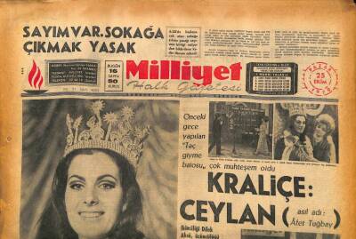 Milliyet Halk Gazetesi 25 Ekim 1970 - 1970 Güzellik Kraliçesi Afet Tuğbay GZ86839 - 1