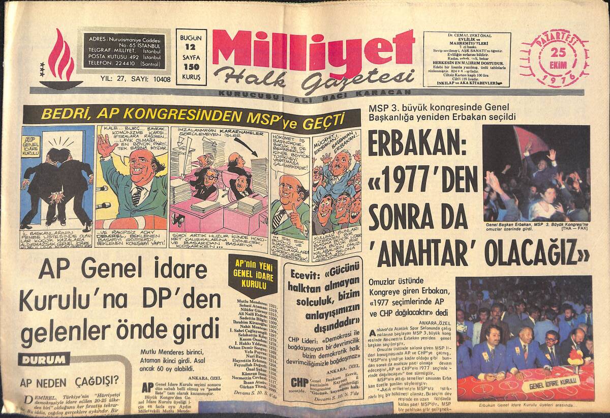 Milliyet Halk Gazetesi 25 Ekim 1976 - Plakasız Minibüsler Dün de Çalışıyordu - Beşiktaş Giresun'u Sahasında Yendi GZ133039 - 1