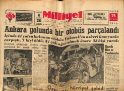 Milliyet Halk Gazetesi 25 Eylül 1960 - Ankara Yolunda Bir Otobüs Parçalandı GZ70522 - 1