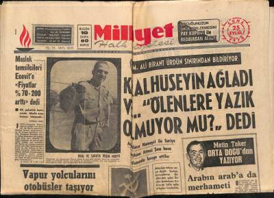 Milliyet Halk Gazetesi 25 Eylül 1970 - Kral Hüseyin Ağladı Ve.. Ölenlere Yazık Olmuyor mu ? dedi GZ88550 - 1