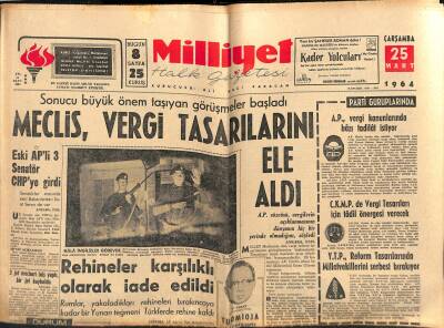 Milliyet Halk Gazetesi 25 Mart 1964 - Rumlar , Yakaladıkları Rehineleri Bırakıncaya Kadar Bir Yunan Teğmeni Türklerde Rehine Kaldı GZ118362 - 1
