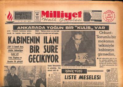 Milliyet Halk Gazetesi 25 Mart 1971 - İTÜ Gece Bölümü Öğrencileri , Dekanlığı Bir Süre İşgal Ettiler GZ86963 - 1
