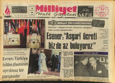Milliyet Halk Gazetesi 25 Mayıs 1982 - Arjantin Cuntasında Görüş Ayrılığı Başladı - Esener Asgari Ücreti Biz de Az Buluyoruz GZ127198 - 1
