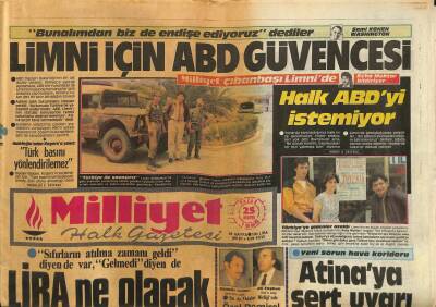 Milliyet Halk Gazetesi 25 Mayıs 1986 - Limni İçin ABD Güvencesi GZ83693 - 1