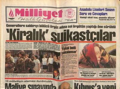 Milliyet Halk Gazetesi 25 Mayıs 1991 - Liz Yeniden Doğdu - Generallere Saldırıyı Bölücü Örgüt Adına Sol Örgütün Yaptığı Öne Sürüldü GZ118220 - 1
