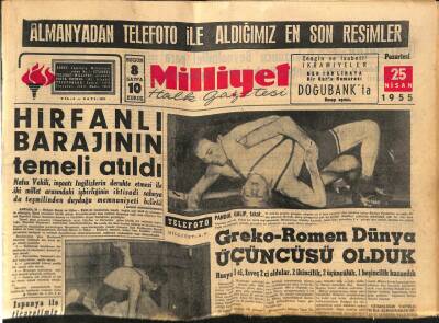 Milliyet Halk Gazetesi 25 Nisan 1955 - Hirfanlı Barajının Temeli Atıldı GZ74584 - 1