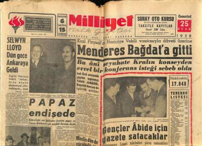Milliyet Halk Gazetesi 25 Ocak 1958 - Selwyn Lloyd Dün Gece Ankaraya Geldi GZ74479 - 1