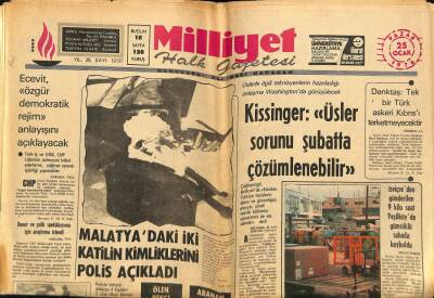 Milliyet Halk Gazetesi 25 Ocak 1976 - Denktaş Tek Bir Türk Askeri Kıbrısı Terketmeyecektir GZ62437 - 2