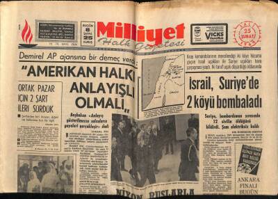 Milliyet Halk Gazetesi 25 Şubat 1969 - İsrail , Suriyede 2 Köyü Bombaladı GZ70544 - 2