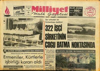 Milliyet Halk Gazetesi 25 Temmuz 1983 - Ermeniler , Kürtlerle İşbirliği Kararı Aldı - Simtel Şampiyon GZ125990 - 1