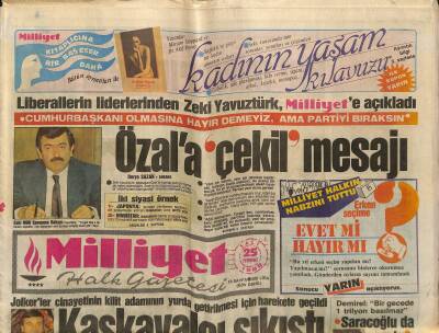 Milliyet Halk Gazetesi 25 Temmuz 1989 - Kastelli Tahliye - Denktaşa Muhtıra - Galatasarayda Forma Savaşı GZ118594 - 1