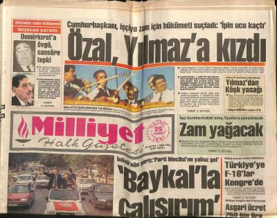 Milliyet Halk Gazetesi 25 Temmuz 1991 - İnönünün Şartı Parti Meclisine Yalnız Gel GZ115532 - 1