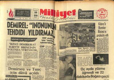 Milliyet Halk Gazetesi 26 Ağustos 1965 - Kıbrıslı Rumlar Rusyayı Protesto Etti GZ79270 - 1