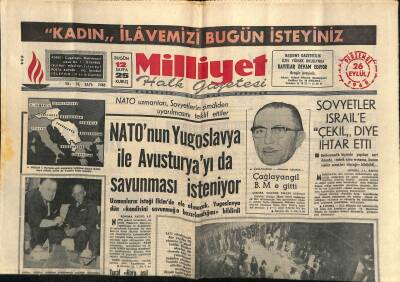 Milliyet Halk Gazetesi 26 Eylül 1968 - NATOnun Yugoslavya İle Avusturyayı da Savunması İsteniyor GZ115556 - 1