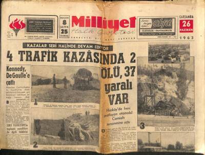 Milliyet Halk Gazetesi 26 Haziran 1963 - Ortak Pazar İle Ortaklık Anlaşması Parafe Edildi GZ92785 - 1