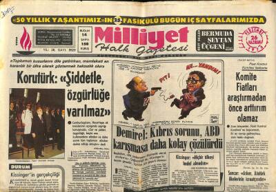Milliyet Halk Gazetesi 26 Haziran 1975 - Türkeş Diyarbakıra Tekrar Gideceğim - Korutürk Şiddetle , Özgürlüğe Varılmaz GZ122136 - 1