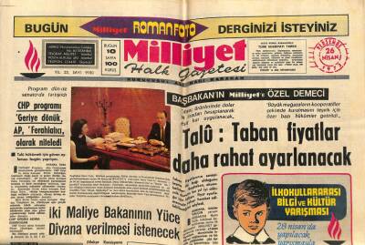 Milliyet Halk Gazetesi 26 Nisan 1973 - Talü Taban Fiyatlar Daha Rahat Ayarlanacak GZ67903 - 2