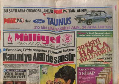 Milliyet Halk Gazetesi 26 Nisan 1987 - İnönüye Menderes Yaka GZ62818 - 1