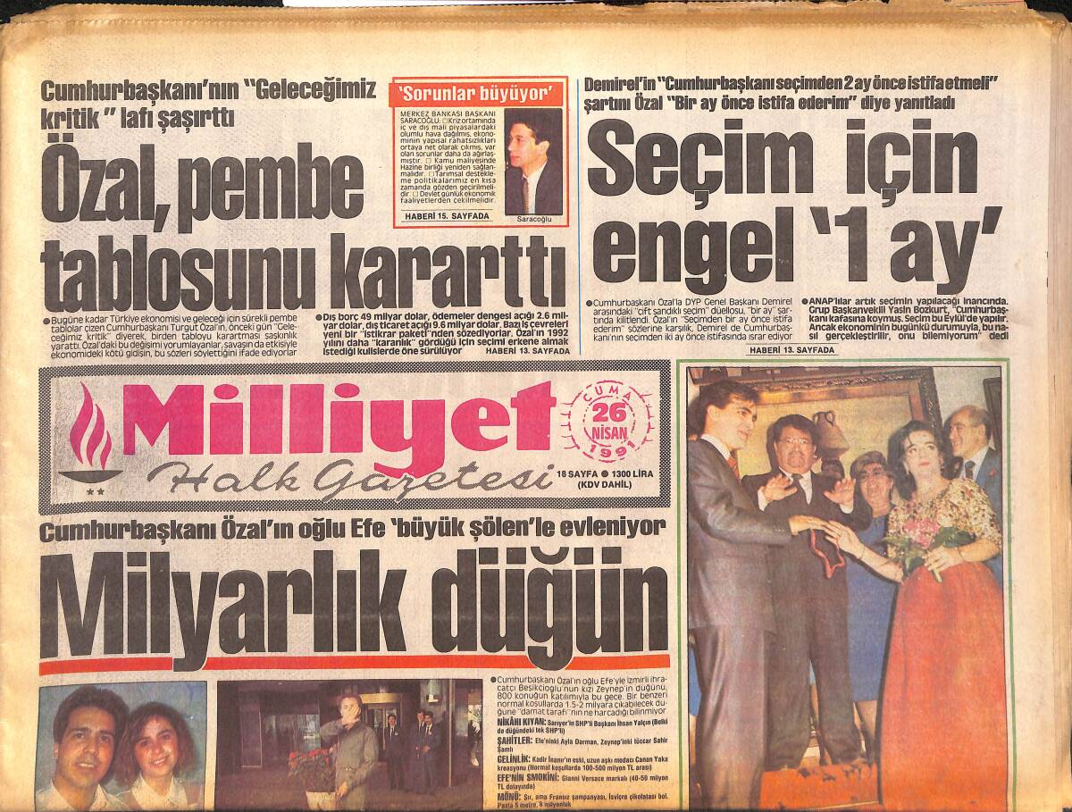 Milliyet Halk Gazetesi 26 Nisan 1991 - Bülent Ersoy'da İfade Verdi - Münih Ağlıyor GZ133098 - 1
