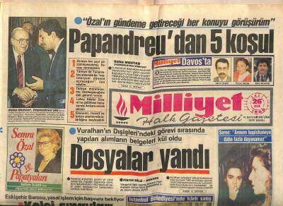 Milliyet Halk Gazetesi 26 Ocak 1988 - Vuralhanın Dışişlerindeki Görevi Sırasında Yapılan Alımların Belgeleri Kül Oldu GZ118078 - 1