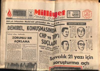 Milliyet Halk Gazetesi 26 Şubat 1969 - Demirel , Konuşmasında CHP Ve TİPi Suçladı GZ67959 - 2