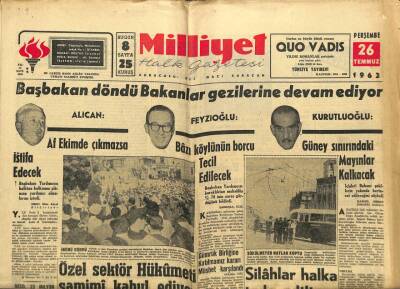 Milliyet Halk Gazetesi 26 Temmuz 1962 - Giritte Dün 20 Bin Çiftçi Asker Ve Polisle Çarpıştı GZ92664 - 1