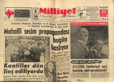 Milliyet Halk Gazetesi 27 Ekim 1963 - Mahalli Seçim Propagandası Bugün Başlıyor GZ91667 - 1