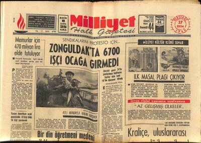 Milliyet Halk Gazetesi 27 Ekim 1966 - Zonguldakta 6700 İşçi Ocağa Girmedi GZ74424 - 1