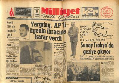 Milliyet Halk Gazetesi 27 Haziran 1966 - Johnny Hallyday Polonyada Ceza Aldı - Sunay Trakyada Geziye Çıkıyor GZ121450 - 1