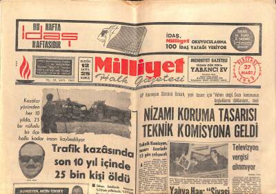 Milliyet Halk Gazetesi 27 Mart 1969 - Gönül Yazar Sorguya Çekildi - İş Bankası 71 Milyon Lira Kâr Etti GZ118799 - 1