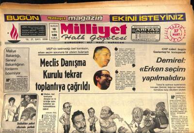 Milliyet Halk Gazetesi 27 Mart 1977 - Paludan Sonra Ağrıda Sallandı , Can Kaybı Yok GZ85792 - 1