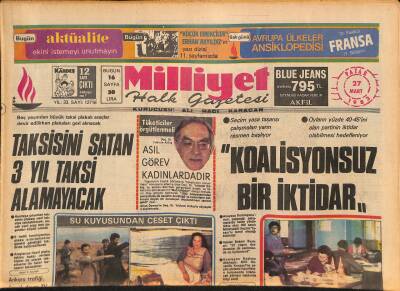 Milliyet Halk Gazetesi 27 Mart 1983 - Ajda Pekkan Folklorcularla Saz Çaldı - Fenerbahçe İle Beşiktaş Puanları Paylaştı GZ126110 - 1