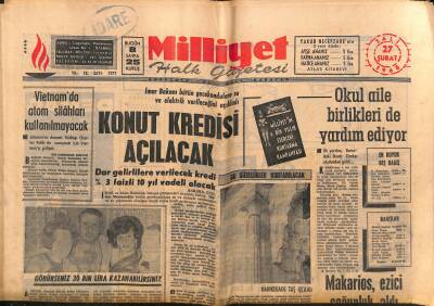 Milliyet Halk Gazetesi 27 Şubat 1968 - Vietnamda Atom Silâhları Kullanılmayacak GZ118777 - 1