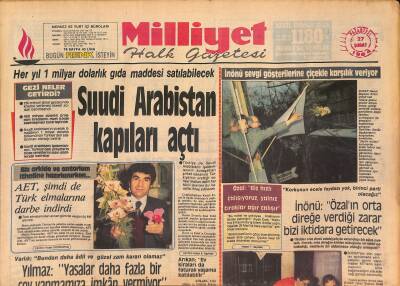 Milliyet Halk Gazetesi 27 Şubat 1984 - Suudi Arabistan Kapıları Açtı - Anayasa Mahkemesi , Yerel Seçimi Yarın Ele Alacak GZ127714 - 1